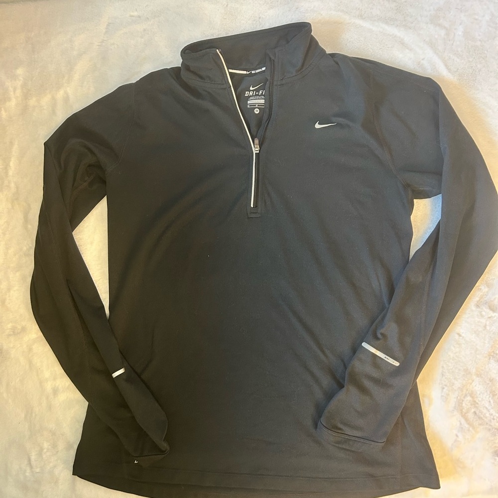 Nike Dri Fit Quarter Zip Pullover Black Athletic Running Top Womens - Picture 6 of 14